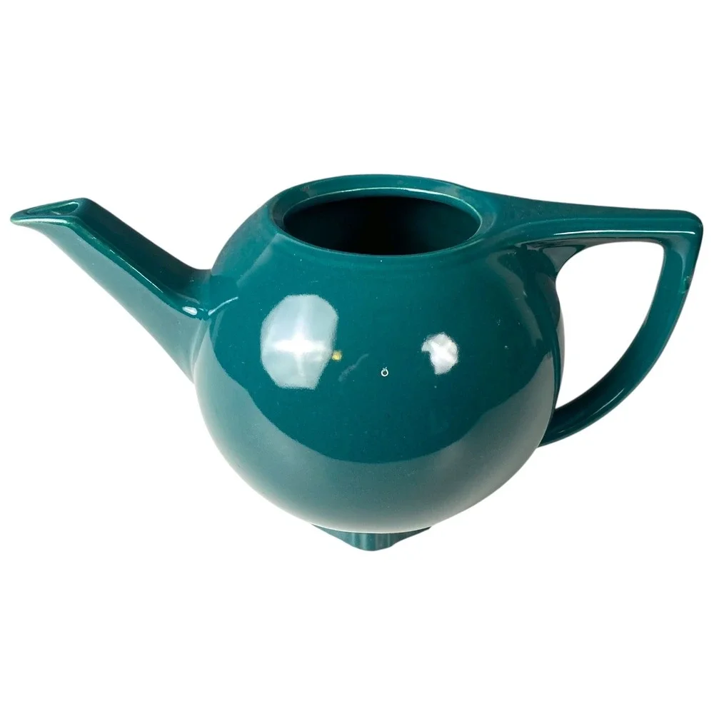 Vintage Hall China Teal Green Ceramic Teapot Base Only Made in‎ USA MCM Art Deco